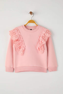 Ekru Pamuklu Duz/Basic Kal?n/Ici Polarl? Regular Orme K?z Cocuk Sweatshirt TKDAW26SW00034 - Trendyolmilla фото 6