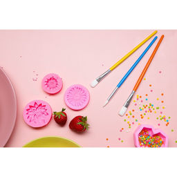 Цена за 3 шт. Молд для заливки Доляна Герберы, силикон, d=6 см, розовый  фото 5