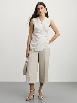 Блуза на запах из вискозы и льна / Zarina  фото 2