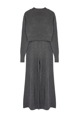 Antrasit Crop Parmak Detayl? Triko Alt-Ust Tak?m TWOAW24AU00033