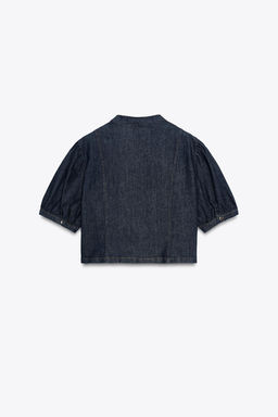 Z1975 DENIM PUFF SLEEVE SHORT SLEEVE SHIRT - Zara фото 2
