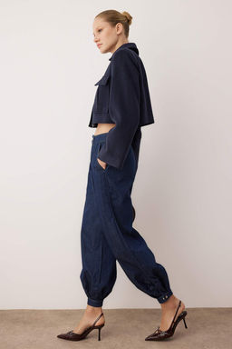 Koyu Mavi Paca Detayl? Yuksek Bel Jogger Jeans TWOAW26JE00215 - Trendyolmilla фото 2