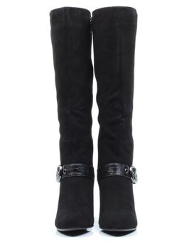 02-MB051-211M BLACK Сапоги зимние женские (натуральная замша, натуральный мех (еврозима))