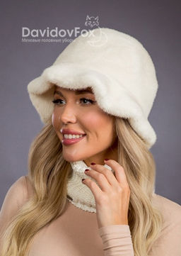 Шапка Шляпка экомех волна жемчуг