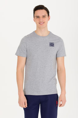 U. S. Polo Assn Мужская серая меланжевая футболка с круглым вырезом