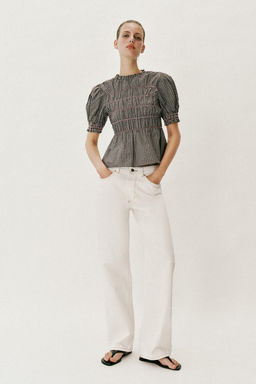 CAMISA CUADROS NIDO DE ABEJA / Marr?n / Crudo