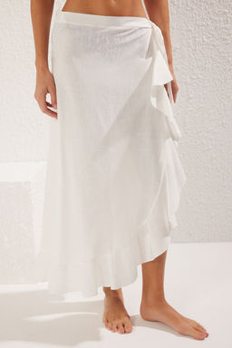 Ekru Dokuma F?rf?rl? Maxi Plaj Pareo TBESS25PR00005