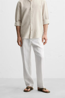 100% LINEN PLEATED TROUSERS - Zara фото 3