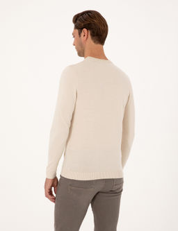 Bej Slim Fit Bisiklet Yaka Basic Triko Kazak - Pierre cardin фото 5