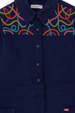 Темно-синее тканое платье для девочки - U.s. polo assn фото 3