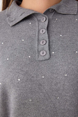 Antrasit Premium Iplik/Ozel Iplikli Tas Detayl? Triko Kazak TWOAW26KZ00039 - Trendyolmilla фото 3