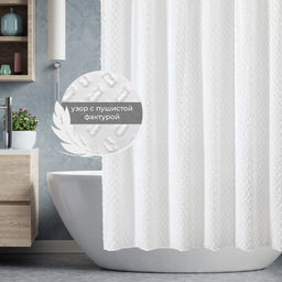 Штора для ванной комнаты, полиэстер, 180*180 см, фактурн., белый, CHIC FACTURE, шт - Valiant фото 2