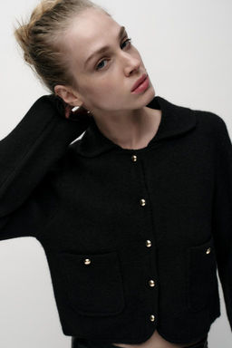 PLAIN KNIT POLO NECK JACKET - Zara фото 4