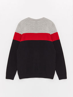 Bisiklet Yaka Renk Bloklu Uzun Kollu Erkek ?ocuk Triko Kazak - Waikiki фото 2