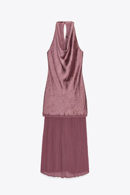 PLEATED CONTRAST MIDI DRESS - Zara фото 5