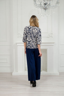 Костюм женский из кофты с рукавом 3/4 и брюк из вискозы Элеонора тёмно синий