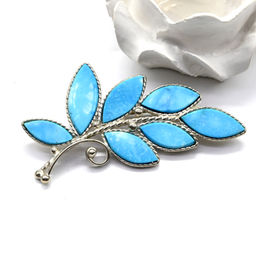 Брошь бирюза (имитация) "Веточка" 50*27мм