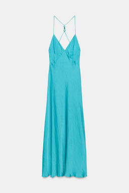 VESTIDO SATINADO ABALORIOS ESPALDA / Turquesa - Zara фото 8