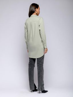 Рубашка фисташкового цвета удлиненная - 1001dress фото 3