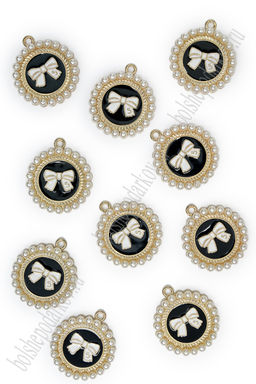 Подвеска металл "Бантик" (10 шт) SF-7343, белый/золото