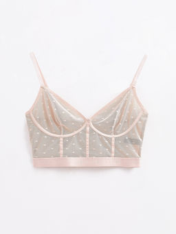 CONTE MESH&DOTS LBE 2299 Бюстье в мелкую сетку с рисунком точки cream pink