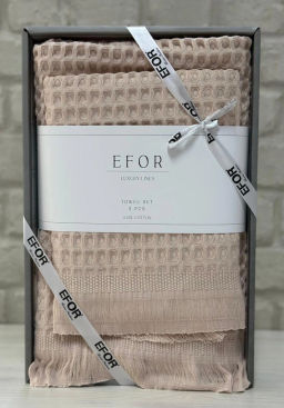 Набор вафельных полотенец EFOR из 2-х предметов (50*90 и 70*140) WAFFLE св-беж A.BEJ коробка