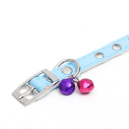 Ошейник с круглыми стразами,28 х 1 см, ОШ 21-25 см, искусств. кожа, голубой - Пижон фото 4