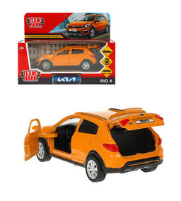 . Модель "Kia Rio X" 12 см, металл двери, багаж, инерц, оранжевый, арт.XLINE-12-OG