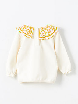 Bebe Yaka Uzun Kollu Nak??l? K?z Bebek Sweatshirt ve Tayt 2li Tak?m - Waikiki фото 3