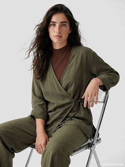 Kruvaze Yaka Dokulu Modal Kar???ml? Kad?n Kimono