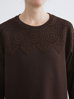 Kro?e Detayl? Kad?n Sweatshirt Tunik