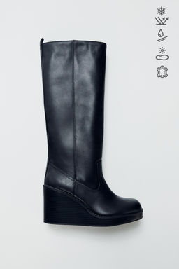 LEATHER WATER-REPELLENT WEDGE BOOTS - Zara фото 4
