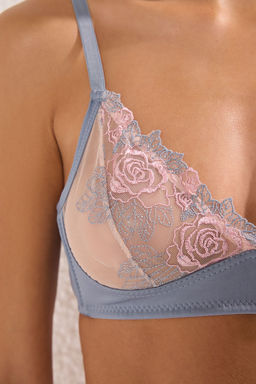 Trendyolmilla Mavi Cicekli Nak?sl? Dantel Kaps?z Orme Ic Camas?r? Tak?m? THMSS25CC00030 фото 3