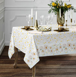 Ароматный жасмин Скатерть 180х145см, длина стола до 140см, на 6 персон, хлопок Премиум 186г/м2, Домашняя мода (Россия)