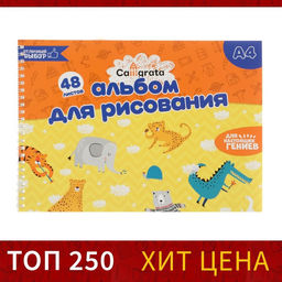 Цена за 2 шт. Альбом для рисования Calligrata А4, 48 листов на гребне, обложка мелованный картон, блок 100 г/м²