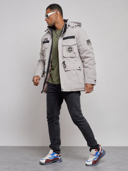 Куртка мужская зимняя с капюшоном молодежная серого цвета 88911Sr - Mtforce фото 7