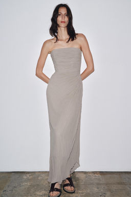 PLEATED BUSTIER DRESS