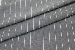 Вареный (стираный) хлопок Полосы (цв.молочный) на т.сером меланже, СОРТ2, ш.2.5м, хл-100% - Купава фото 4