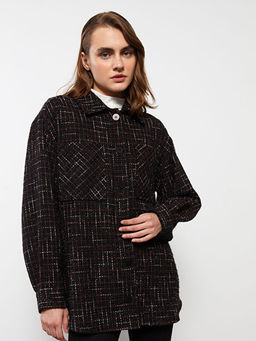 ?nden D??me Kapamal? Desenli Uzun Kollu Kad?n T?vit G?mlek Ceket