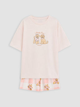 Bask?l? K?z ?ocuk ?ortlu Pijama Tak?m?