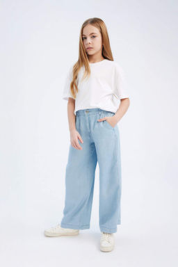 K?z Cocuk Wide Leg Genis Paca Jean Pantolon - Defacto фото 2