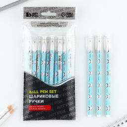 Цена за 10 шт. Ручка пластик шариковая, синяя паста, 0,5 мм Пандастик
