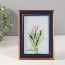 Фоторамка 10×15 см «т. синяя с медной обводкой», пластик, 1.4×13×18 см