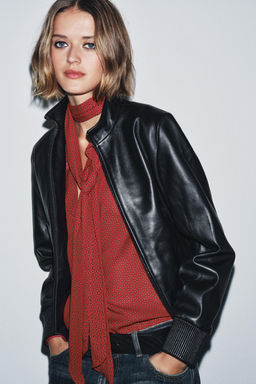 ZW COLLECTION PRINTED BLOUSE WITH BOW DETAIL - Zara фото 7