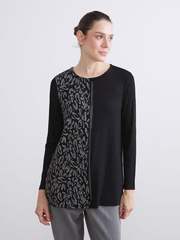 Bisiklet Yaka Desenli Bluz