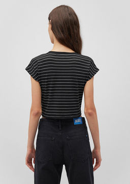 Siyah Cizgili Basic Tisort - Mavi фото 4