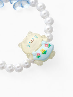 Цена за 3 шт. Браслет детский Выбражулька «Котик», d=6 см цветы, жемчуг, бело-голубой