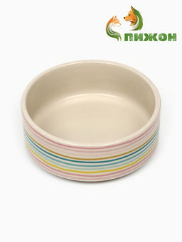 Миска керамическая Полоски 200 мл - 10.510.54 см, белая - Пижон фото 2