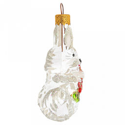 Елочная игрушка фигурка стеклянная Зайчик h9см, прозрачный, ручная художественная роспись, подарочная упаковка (Россия) - Домашняя Мода фото 3