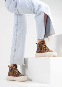 Ботинки 217.PODYUM151be. коричневый леопард замша/Шерсть